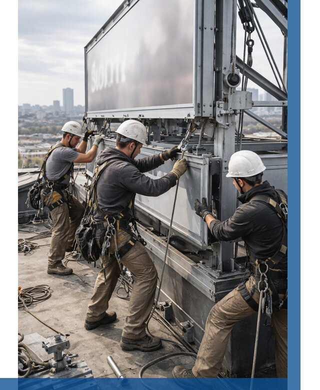 Монтаж крышной рекламной конструкции в Междуреченске от 60630 р.|ВЫСОТНИК-Мжд