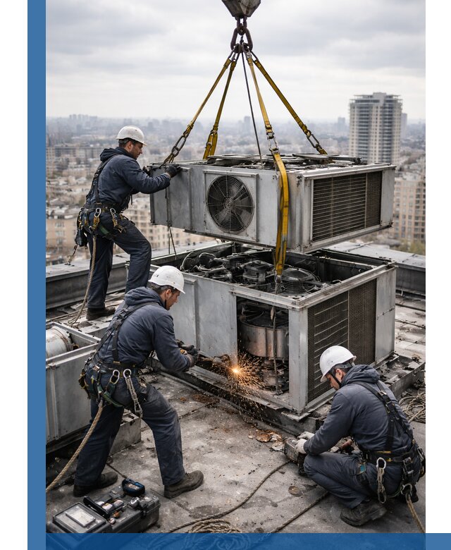 Демонтаж крышной установки в Междуреченске любой сложности