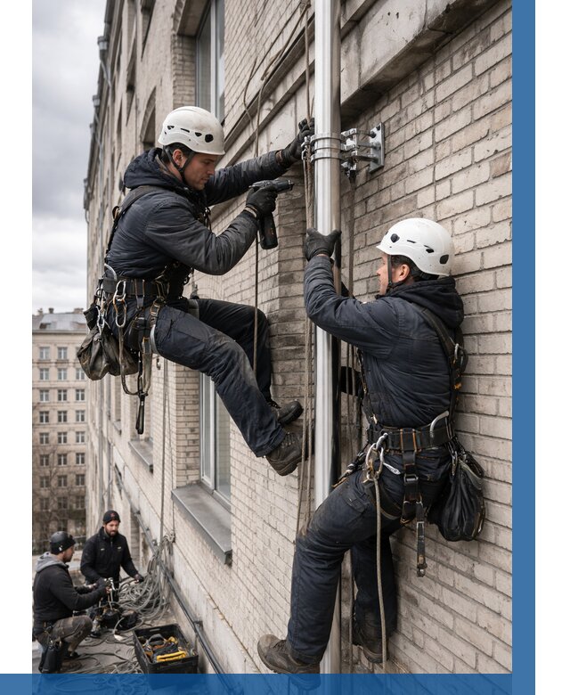 Монтаж флагштока на здании в Междуреченске от 6568 р. | ВЫСОТНИК-Мжд