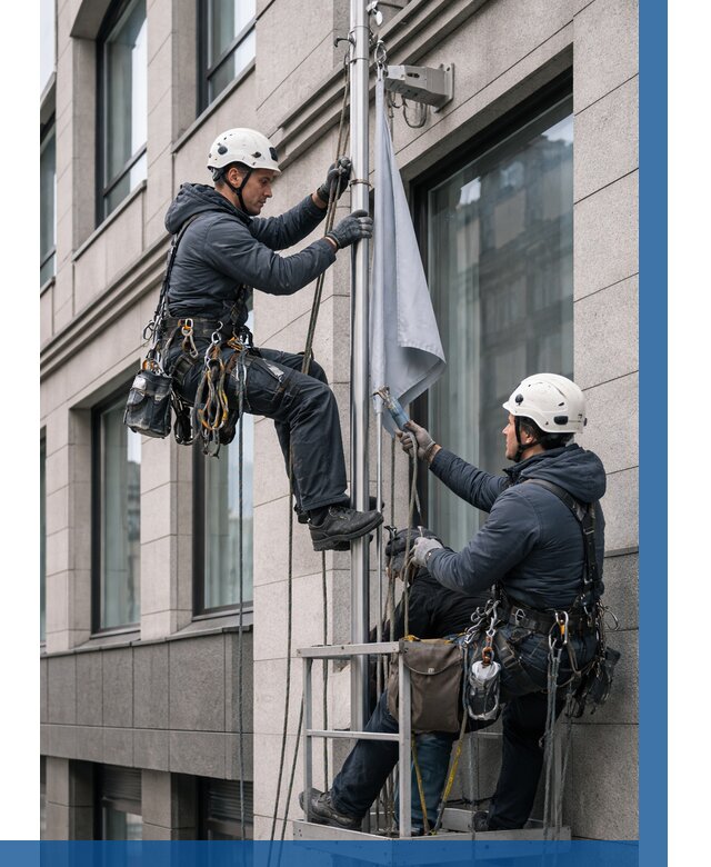 Установка флагов на фасаде в Междуреченске от 4547 р. | ВЫСОТНИК-Мжд