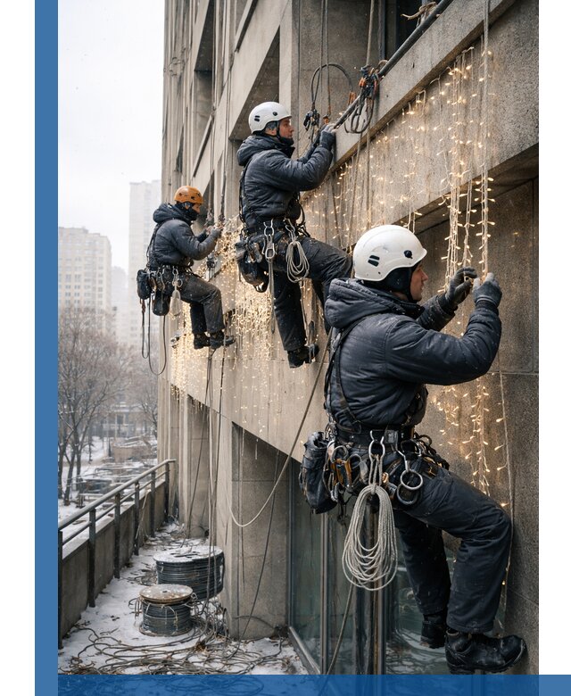 Монтаж новогодней иллюминации и украшение фасадов в Междуреченске