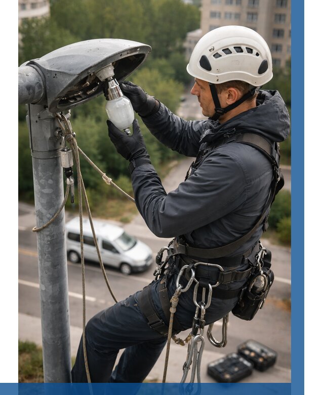 Замена ламп на высоте в Междуреченске от 2526 р. | ВЫСОТНИК-Мжд