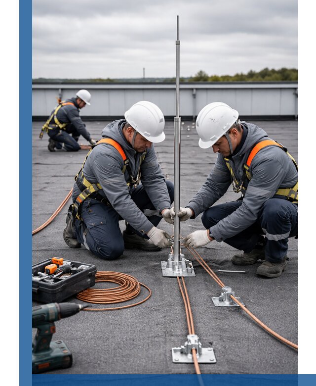 Монтаж молниезащиты на кровле в Междуреченске под ключ с гарантией