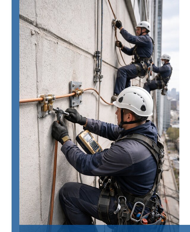 Монтаж системы заземления здания и молниезащиты в Междуреченске