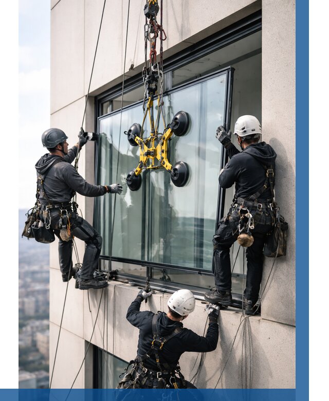 Монтаж стеклопакетов на высоте в Междуреченске от 3234 р. | ВЫСОТНИК-Мжд