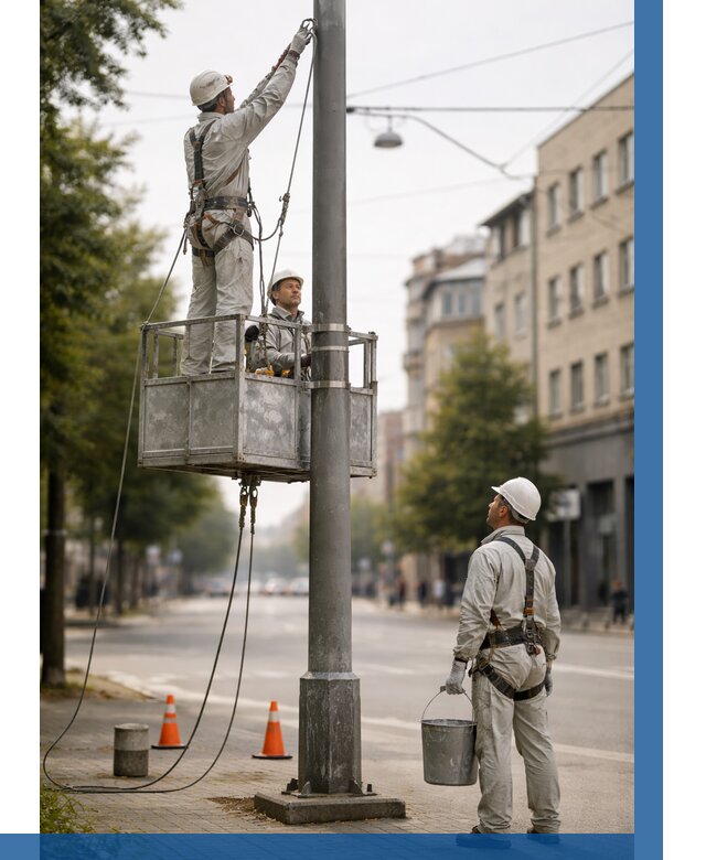 Покраска опор освещения в Междуреченске от 5053 р. | ВЫСОТНИК-Мжд