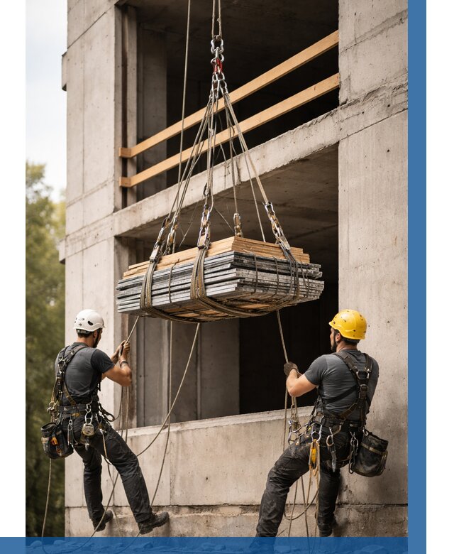 Подъем материала на этаж веревками в Междуреченске от 1516 р. | ВЫСОТНИК-Мжд