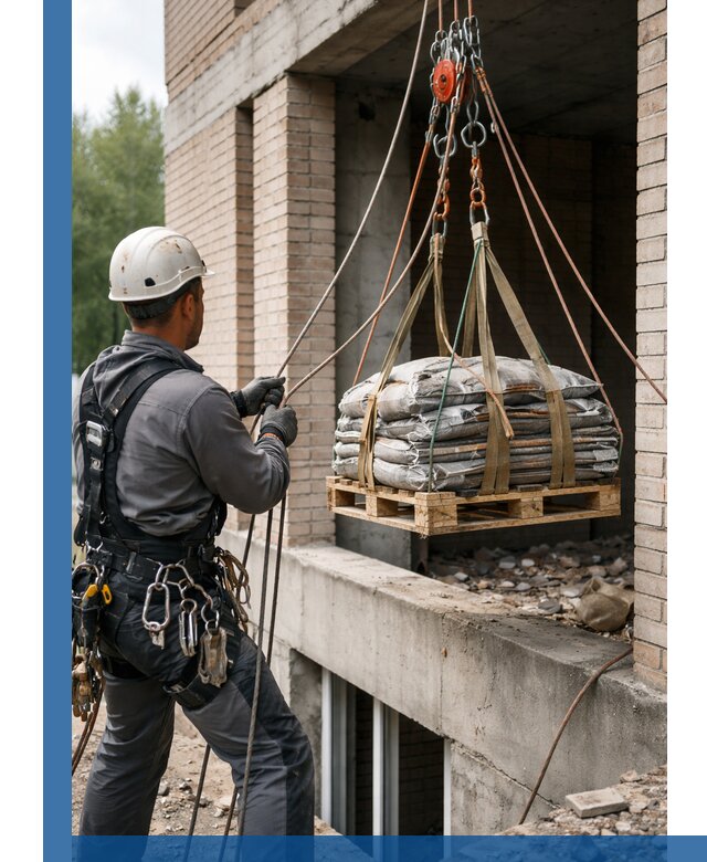 Подъем материалов на этаж веревками в Междуреченске оперативно