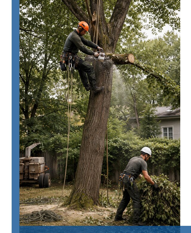 Кронирование деревьев в Междуреченске, безопасная высотная обрезка