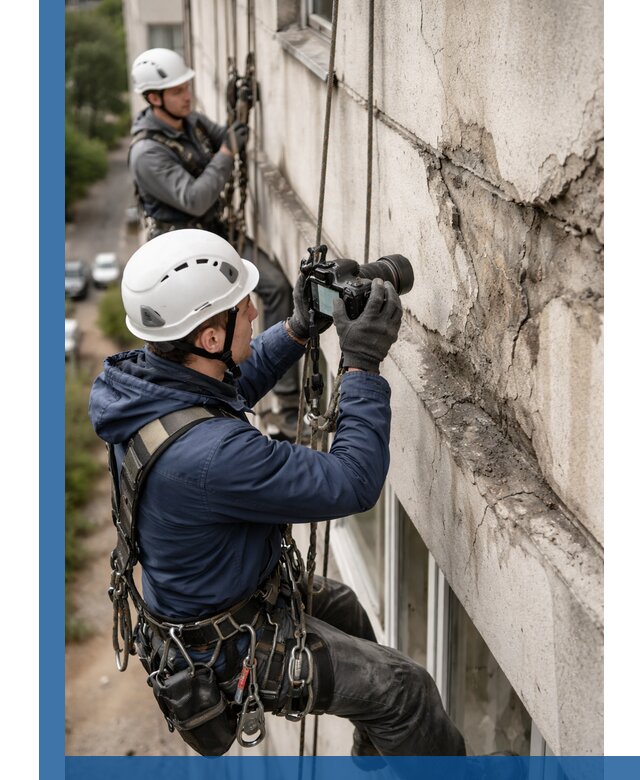 Фотофиксация дефектов фасада с высотной съемкой в Междуреченске