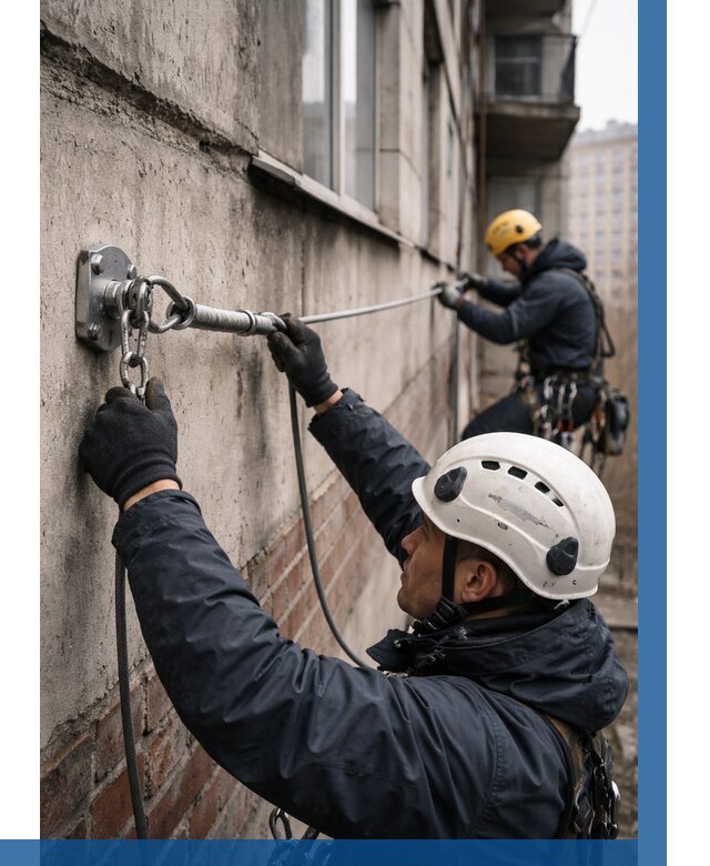 Монтаж анкерных линий в Междуреченске от 3032 р. | ВЫСОТНИК-Мжд