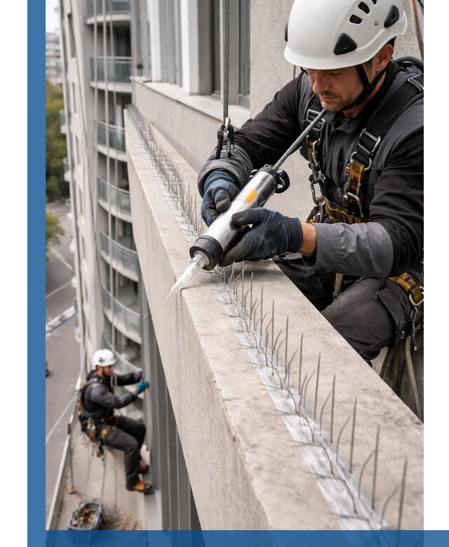 Установка шипов от птиц на фасадах и кровлях в Междуреченске